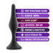 Small black silicone beginner anal plug with tapered tip and firm base, highlighting body-safe, phthalate-free, and smooth design features.