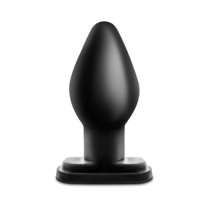 Black tapered XL anal plug with a wide base for comfort and safety, designed for gradual stretching.