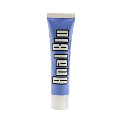 Tube of Anal Blu Large desensitizing lubricant in blue packaging with white cap, 1.5 oz size.