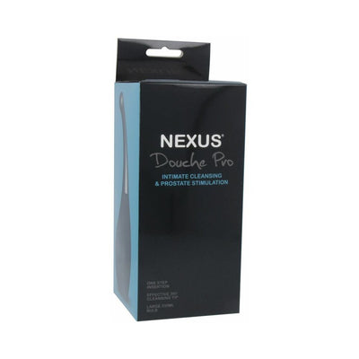 Black and blue packaging of Nexus Douche Pro anal douche with prostate stimulation nozzle.