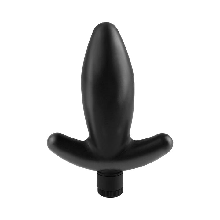 Black tapered beginner anal anchor with ergonomic base and multi-speed control dial.