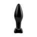 Small black silicone tapered plug with ergonomic base for secure and comfortable fit.