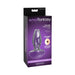 Clear glass beginner anal gaper with tunnel design in purple and black Anal Fantasy Elite Collection packaging.