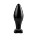 Medium-sized black silicone plug with tapered tip and ergonomic base for comfortable and safe use.