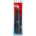 Black 7.5-inch anal probe with baton handle in clear retail packaging on red and blue background.