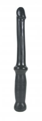 Black flexible anal probe with rounded tip and ergonomic baton handle for easy grip.