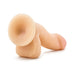 Beige 6.5 inch flexible dildo with suction base, realistic design and smooth texture on white background.