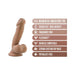 Beige 6.5 inch Au Naturel Sensa Feel dildo with suction cup base and key features listed including dual density and harness compatibility.