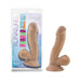 Beige 6.5 inch Au Naturel Sensa Feel dildo with flexible spine and suction cup base, shown in packaging and standalone.