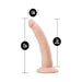 Realistic 7.5 inch flexible dildo with suction cup base in natural skin tone, 1.5 inch diameter, 7 inch insertable length.