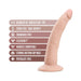 Realistic 7-inch flexible dildo with suction cup base and dual density TPE material, phthalate and fragrance free.