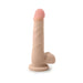 Beige realistic dildo with veined shaft, posable design, and suction cup base on white background.