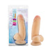 Beige 7-inch realistic dildo with suction base, flexible spine, and dual-density Sensa Feel texture shown in packaging and standalone.