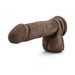 Realistic 8-inch dual density dildo in dark brown with flexible spine and detailed texture for lifelike feel.