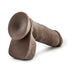 Brown dual-density flexible dildo with realistic texture and suction base on a white background.