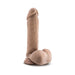 Realistic 8-inch dual-density dildo with flexible spine and lifelike texture in natural skin tone on white background.