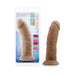 Au Naturel 8-inch realistic dildo with suction cup base in vanilla color, shown in packaging and standalone.