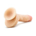 Realistic 9-inch flesh-toned dildo with textured surface and suction base for hands-free use.