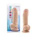 Au Naturel Big Boy Vanilla 10-inch realistic dual density dildo with suction cup base in packaging and out of package view.