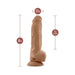 Mocha-colored 10-inch realistic dildo with 7-inch insertable length and 2.5-inch width, featuring a suction cup base.