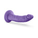 Purple 7-inch realistic dildo with textured surface and suction cup base for hands-free use.