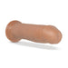 Realistic mocha-colored flexible dildo with suction cup base, detailed texture, and rounded tapered head.