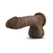 Realistic brown silicone dildo with textured shaft and suction base, designed for versatile use and comfort.