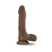 Realistic brown silicone dildo with textured veins and suction base, designed for versatile and comfortable use.