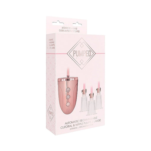 Automatic Rechargeable Clitoral & Nipple Pump Set - Large - Pink | SexToy.com