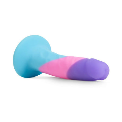 Avant D15 Vision Of Love artisanal silicone toy with blue base and pink to purple gradient shaft on white background
