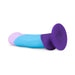 Avant D16 Purple Haze artisanal silicone toy in purple, blue, and pink with a flared base for safe use.