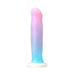 Blush Avant D17 Lucky dildo with a smooth gradient from pink to blue and a white suction cup base.