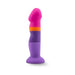 Avant D3 Summer Fling artisanal silicone toy with vibrant pink, orange, and purple color bands and suction base.