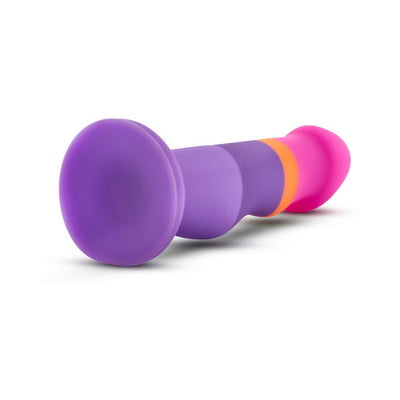 Avant D3 Summer Fling artisanal silicone toy with vibrant purple, orange, and pink colors and a strong suction base.