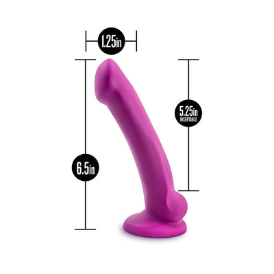 Violet Avant D9 Ergo MINI silicone toy with suction base, 6.5 inches long and 1.25 inches wide, ergonomic curved design.