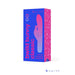 Packaging box of Bwild Infinite Classic Bunny vibrator in blue and pink with product silhouette and branding details.