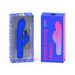 Bwild Infinite Classic Bunny vibrator in blue with USB charging cable, displayed next to vibrant blue and pink packaging.