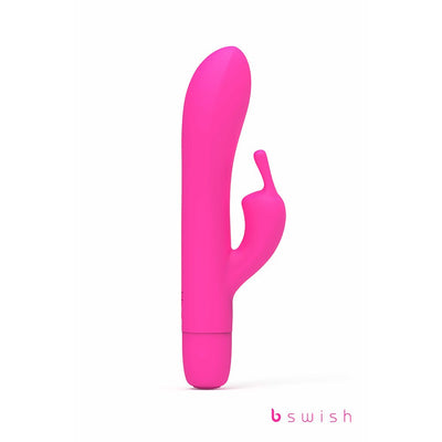 Pink Bwild Infinite Classic Limited Edition Bunny vibrator with dual motors and curved design for targeted pleasure.