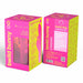 Bright pink and yellow packaging of Bwild Bunny Infinite Classic dual motor rechargeable vibrating rabbit with product details and window display.