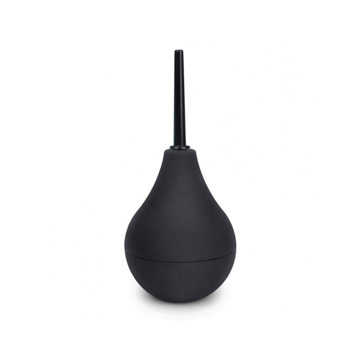 Black B-Vibe Classic Enema Bulb with a soft, squeezable body and long nozzle for comfortable internal cleansing.