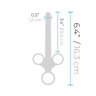 Diagram showing dimensions of B-Vibe Lubricant Applicator with length 6.4 inches and tip diameter 0.5 inches.