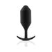 Black B-Vibe Snug Plug 5 XXL with smooth silicone surface and curved base for comfort and secure fit.