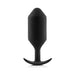 Black seamless silicone weighted plug with tapered tip and curved base for comfortable, secure fit.