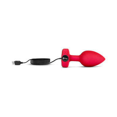 B-vibe Vibrating Heart Rechargeable Remote-controlled Anal Plug With Heart-shaped Jewel Base M/l Red - SexToy.com
