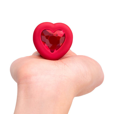 B-vibe Vibrating Heart Rechargeable Remote-controlled Anal Plug With Heart-shaped Jewel Base M/l Red - SexToy.com