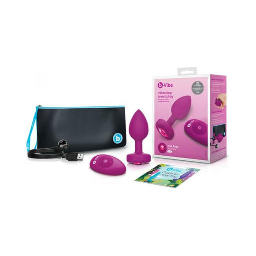 B-vibe Vibrating Jewels - Remote Control - Rechargeable - Pink Ruby (s/m) | SexToy.com