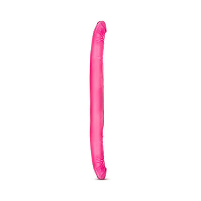 Purple flexible double-ended dildo with realistic detailing on both ends, 16 inches long.