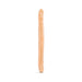 Double-ended realistic dildo in beige with textured details, designed for shared intimate pleasure.