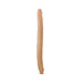 Double-ended realistic dildo in beige with detailed texture, designed for shared intimate use.