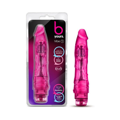 Pink realistic textured vibrator with multi-speed vibration, shown in and out of clear retail packaging.